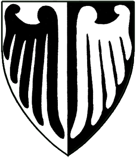 Per pale argent and sable, a sinister wing and a dexter wing counterchanged.